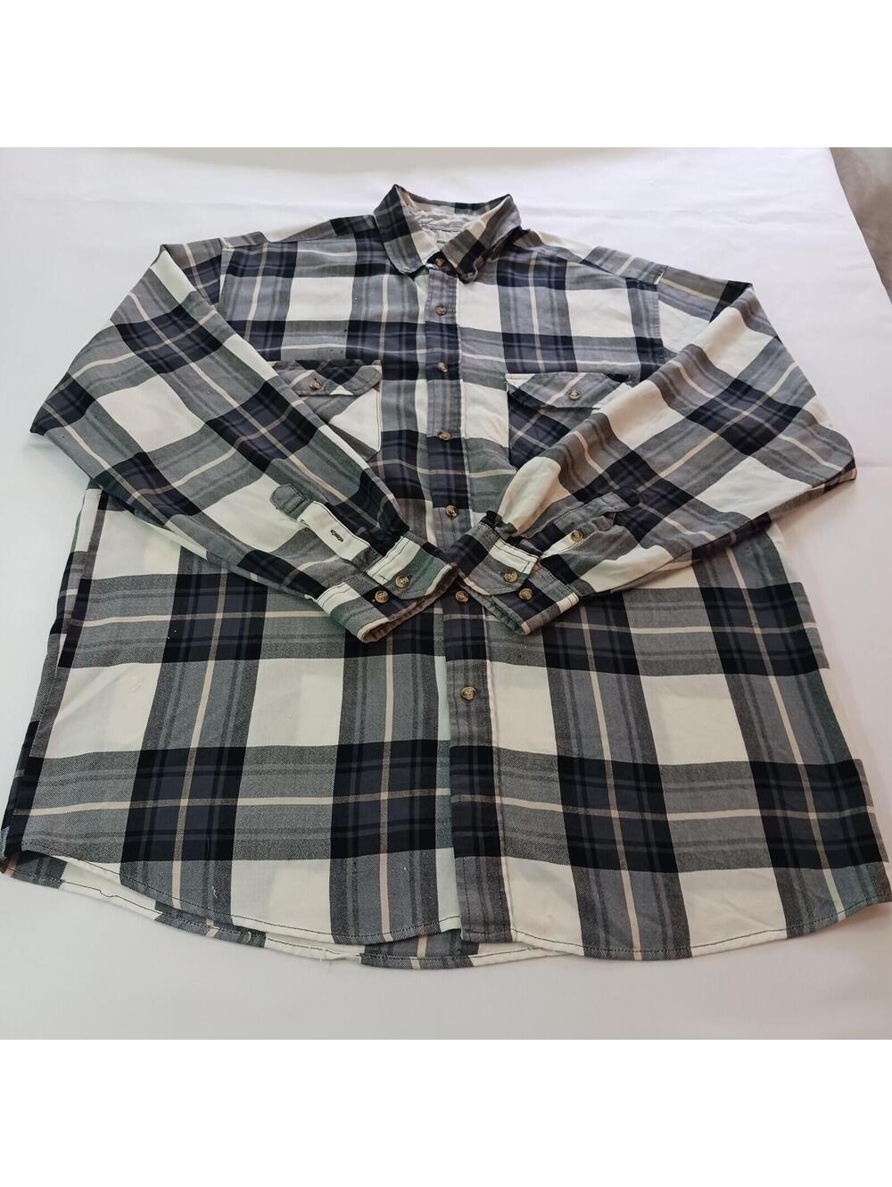 Northwest Blue Shirt Men's L Tall Green/White Plaid Vintage Flannel Long Sleeve